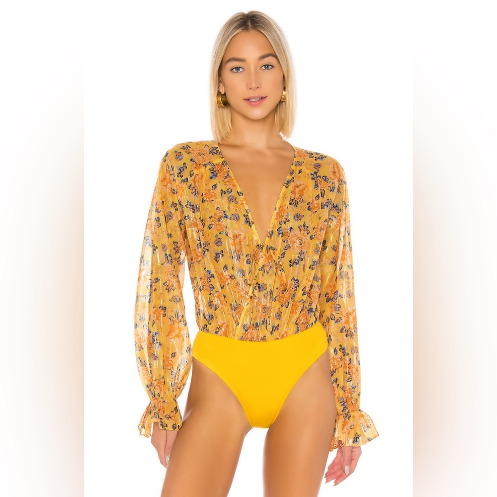 Tularosa Adine Yellow Floral Bodysuit